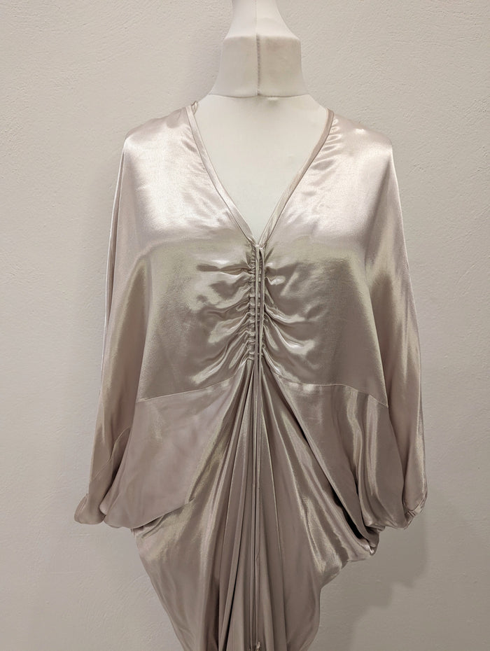 Zara Oyster Satin evening Dress M/L
