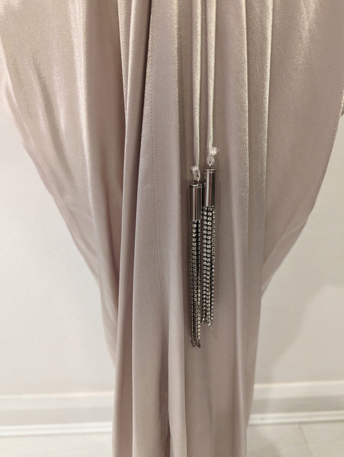 Zara Oyster Satin evening Dress M/L