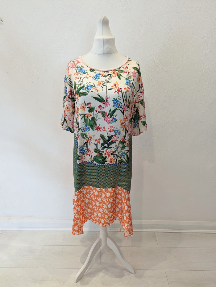 Zara Peach/green floral dress XL
