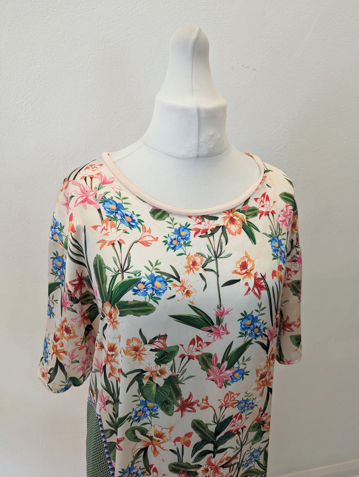 Zara Peach/green floral dress XL