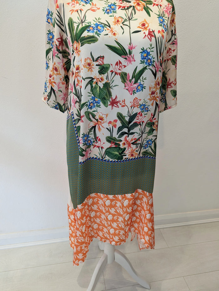 Zara Peach/green floral dress XL