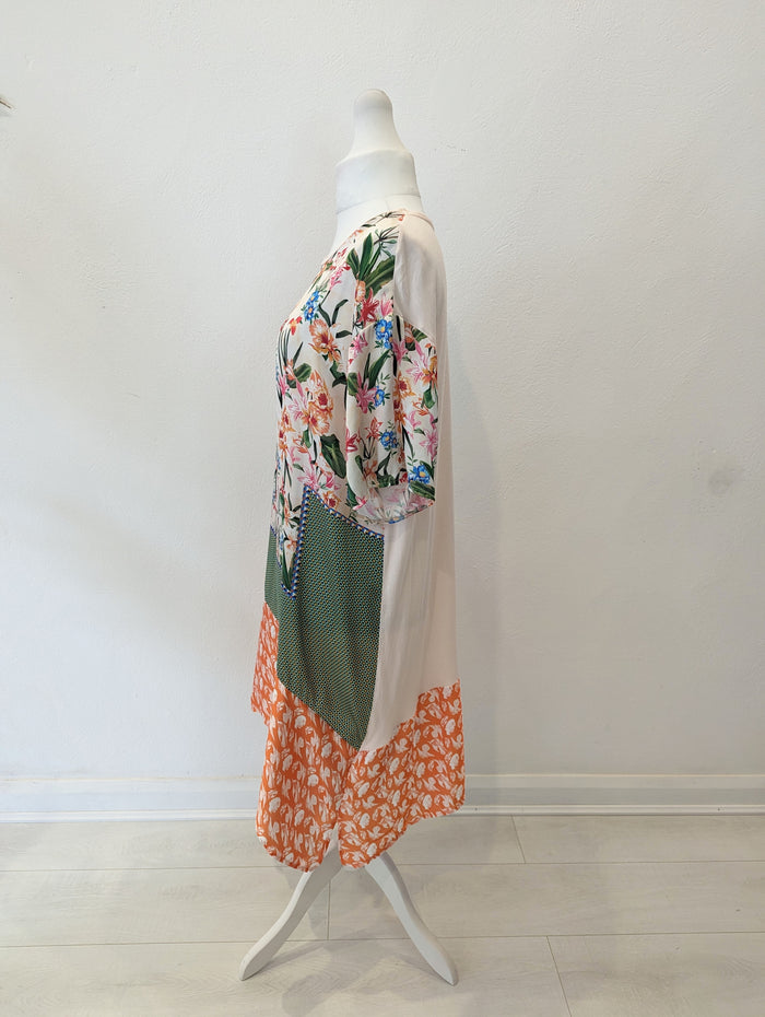 Zara Peach/green floral dress XL