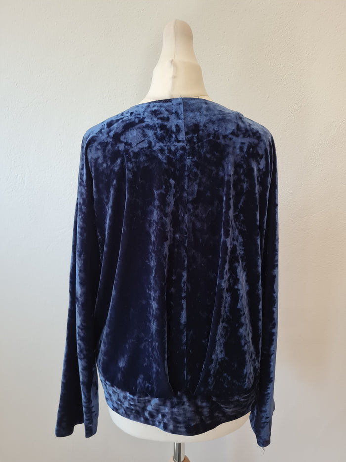 Zara Petrol Velour wrap top Size S