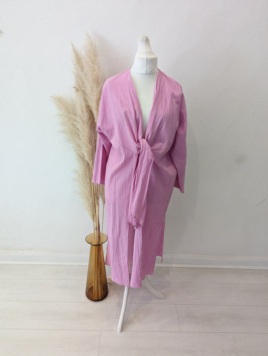 Zara Pink Long Duster Jacket M-L RRP £27.99