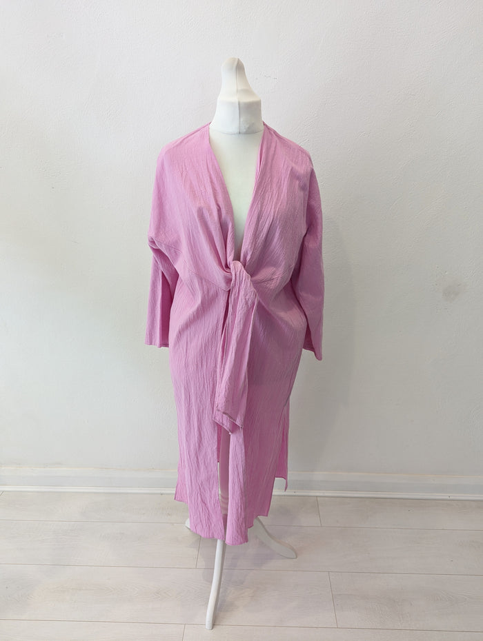 Zara Pink Long Duster Jacket M-L RRP £27.99