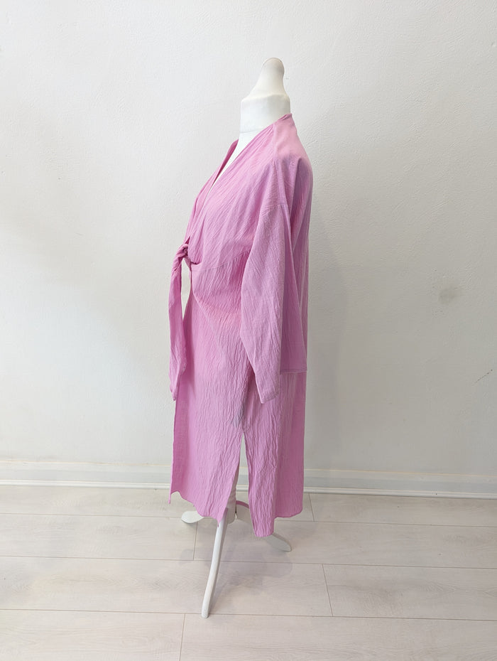 Zara Pink Long Duster Jacket M-L RRP £27.99