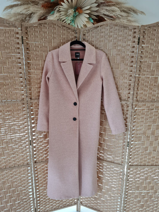 Zara Pink Overcoat Small