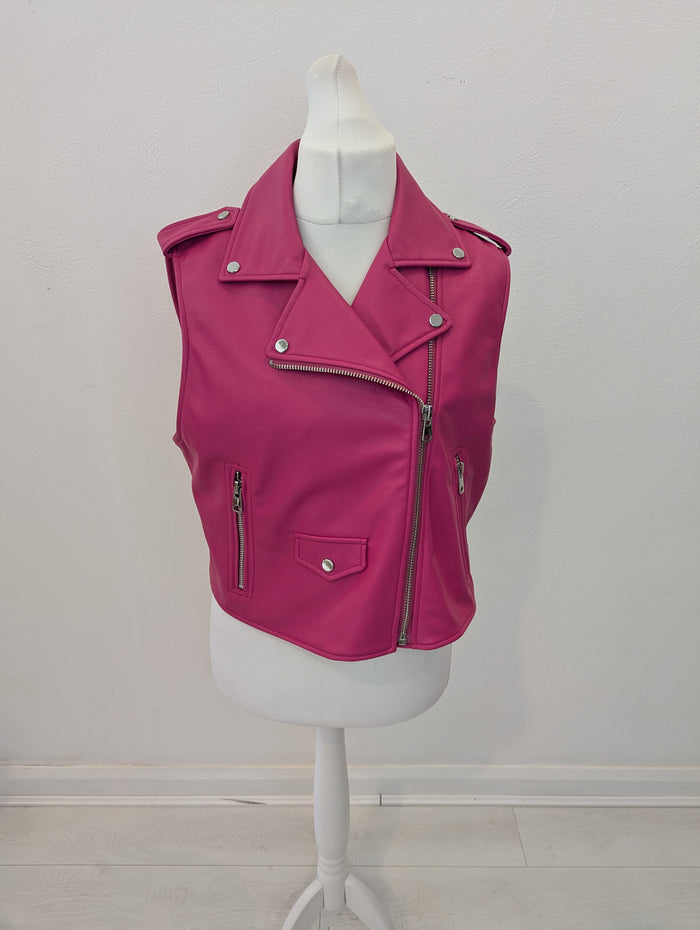 Zara Pink Pleather Gilet XL