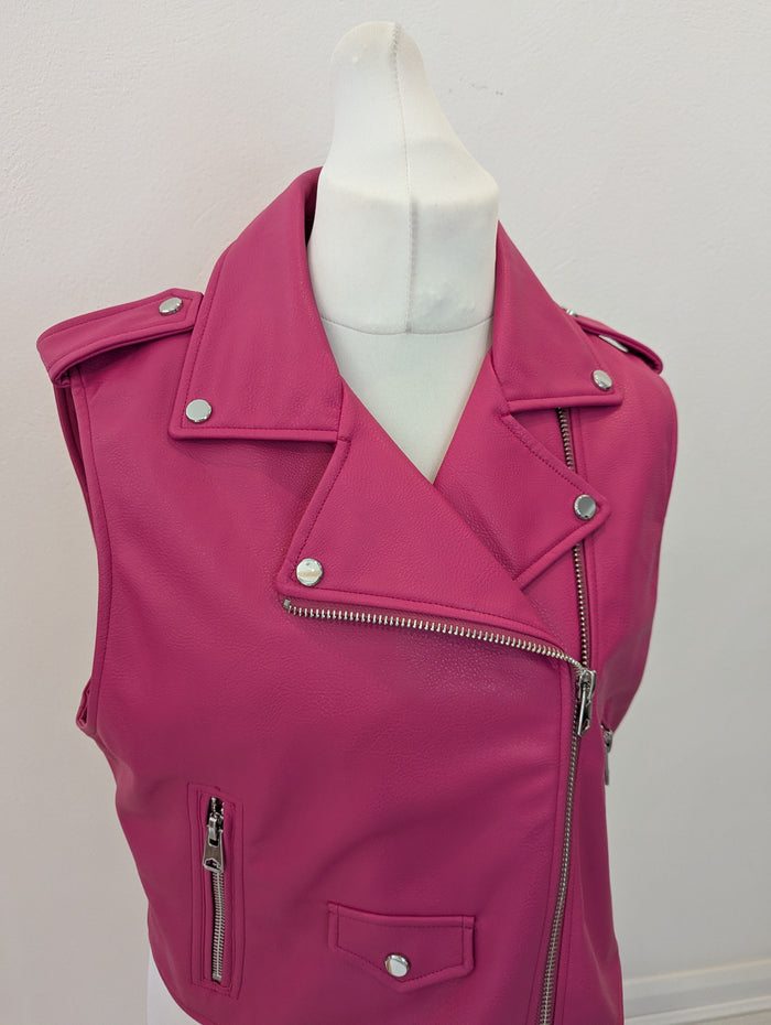 Zara Pink Pleather Gilet XL