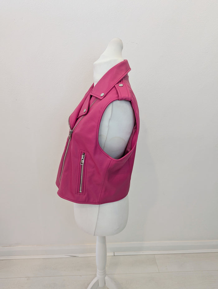 Zara Pink Pleather Gilet XL
