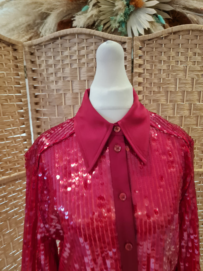 Zara red sequin shirt S New £49.99