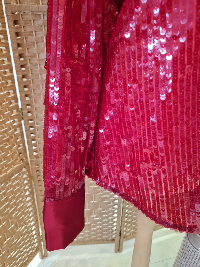 Zara red sequin shirt S New £49.99