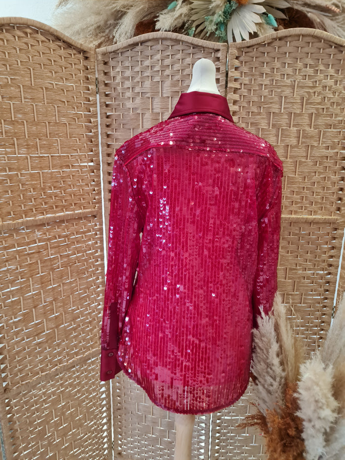 Zara red sequin shirt S New £49.99