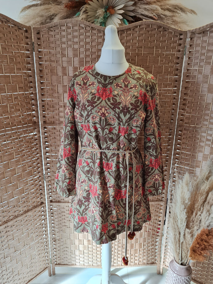 Zara Sage floral dress XXL New RRP 29.99
