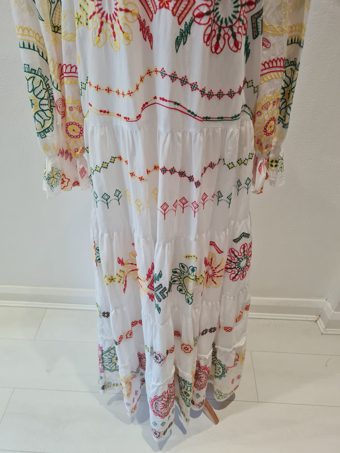 Zara White Multi Embroidery Maxi Size XS New (RRP £79.99)