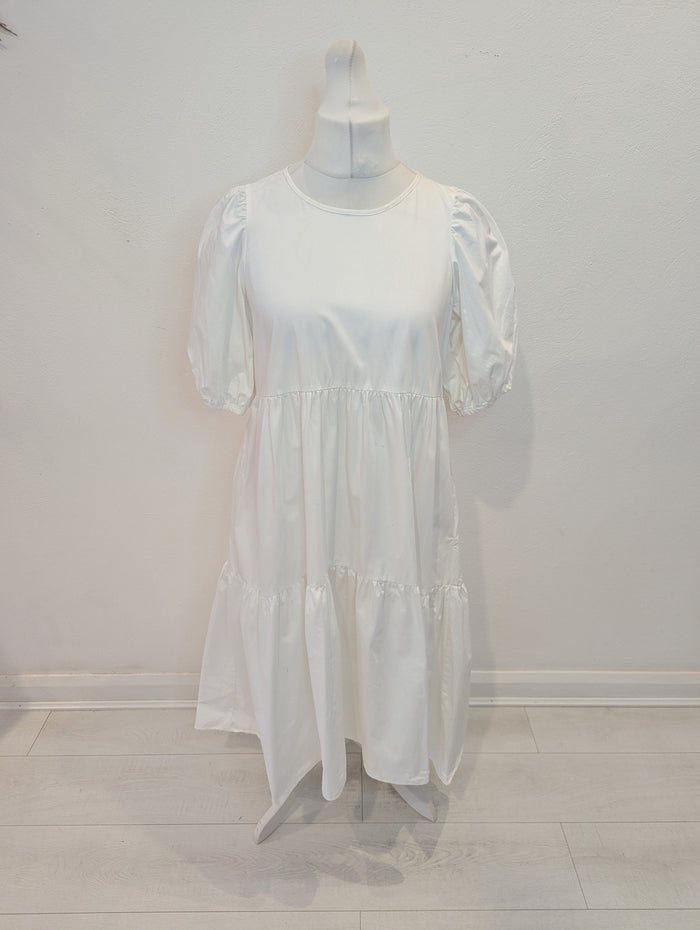 Zara White Tiered Dress L