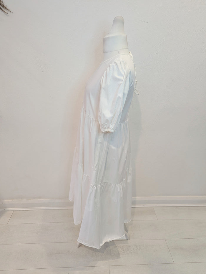 Zara White Tiered Dress L