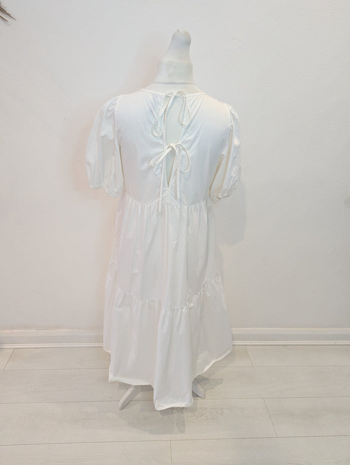 Zara White Tiered Dress L