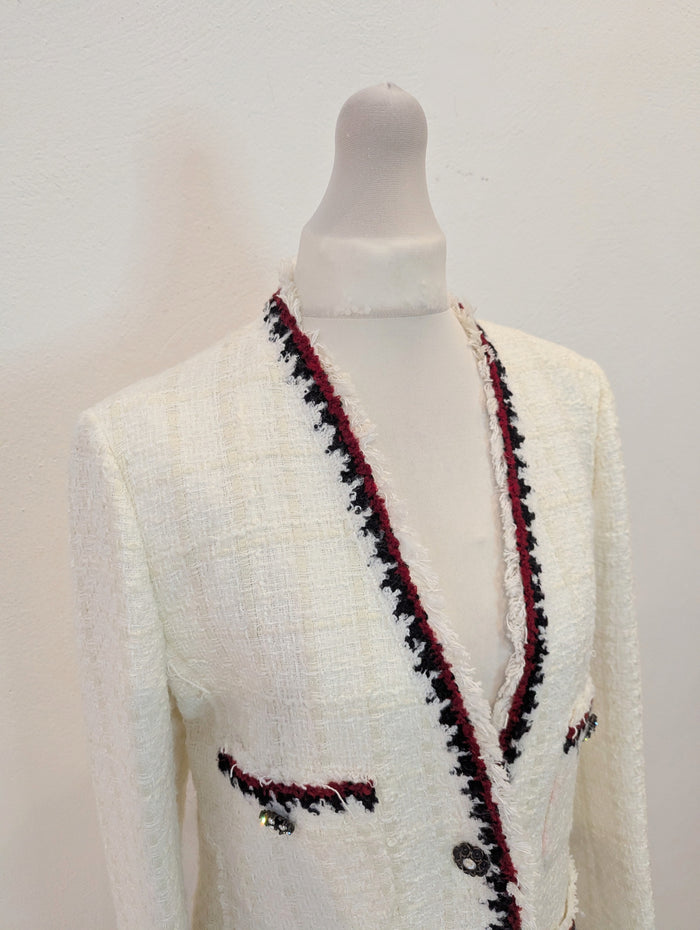 Zara White Tweed Blazer S