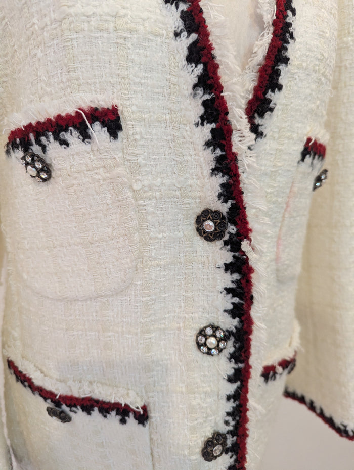 Zara White Tweed Blazer S