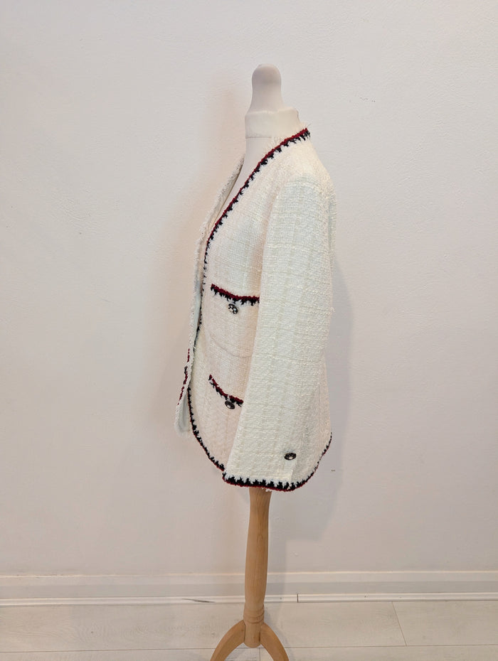 Zara White Tweed Blazer S