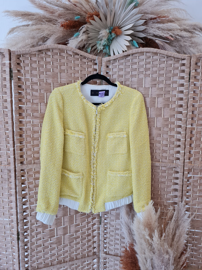 Zara yellow tweed bomber  M