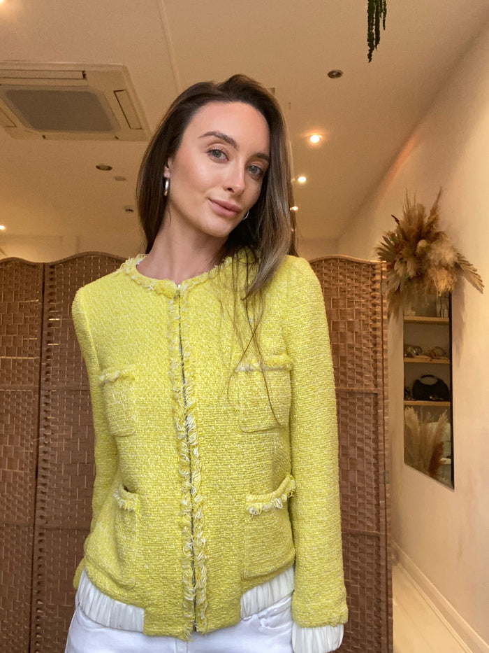 Zara yellow tweed bomber  M